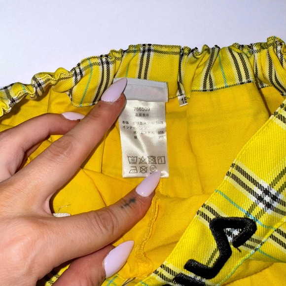RARE S Japan FILA Yellow‎ Plaid Pleated Skort Skirt Sporty Y2k Clueless - Picture 4 of 6